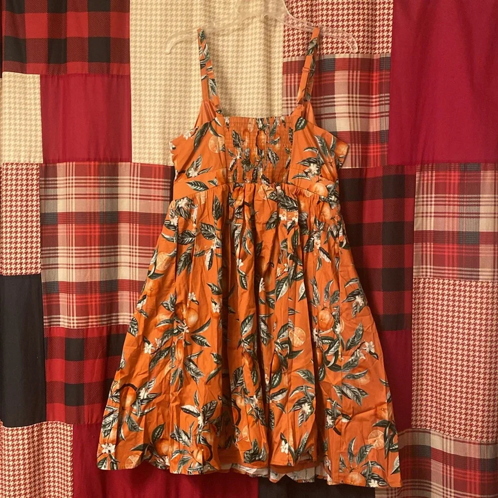 NWT TORRID Retro Chic Tie-Front Skater Dress - Orange Groves Apricot Orange - Picture 9 of 9